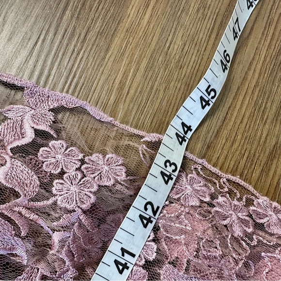 Dress the Population Audrey Dress XS  Pink 3D Floral Lace Plunge Fairycore Midi - Picture 12 of 13